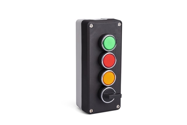 P Series Plastic 4 Holes BDS30 + BDDK +  BDDS + BDDY + 4*C3BK (NO) + C4BK (NC) Black-Grey Control Box